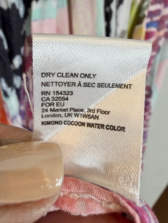 SAACHI Kimono Cocoon Water Color Print One Size Black Pink Boho Festival Casual - Picture 8 of 9